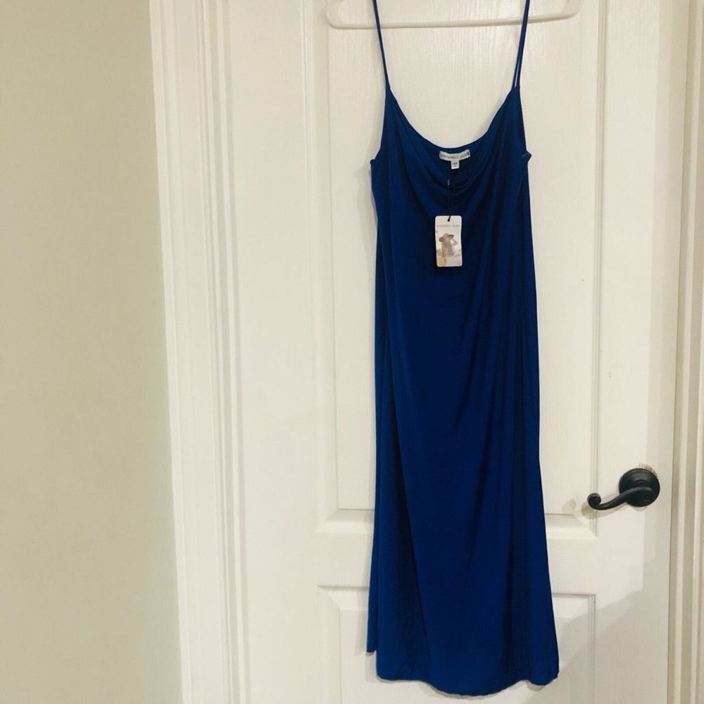 Sincerely Jules Cobalt Blue Cowl Neck Spaghetti Strap Midi Slip Dressโ Large NWT